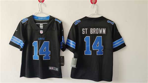 Women%27s Detroit Lions #14 Amon-Ra St. Brown Black Vapor Stitched Jersey